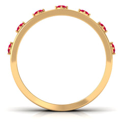 Vintage Inspired Ruby Half Eternity Anniversary Band Ring