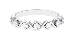 Certified Natural Diamond Half Eternity Ring with Infinity Knot