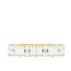 Round and Baguette Cut Moissanite Eternity Wedding Band