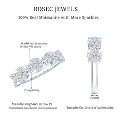 Marquise and Pear Cut Moissanite Half Eternity Band