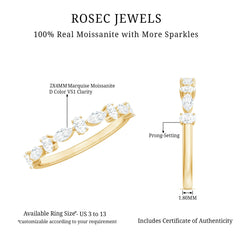 Marquise and Oval Shape Moissanite Half Eternity Ring