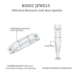 Baguette and Round Moissanite Half Eternity Band