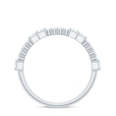 Baguette and Round Moissanite Half Eternity Band