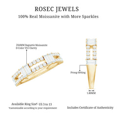 Baguette and Round Moissanite Half Eternity Band