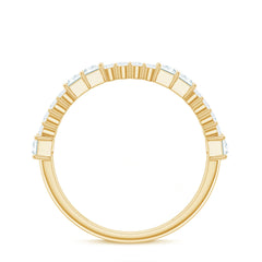 Baguette and Round Moissanite Half Eternity Band