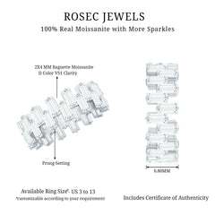 Certified Moissanite Baguette Eternity Band Ring