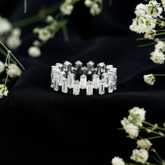 Certified Moissanite Baguette Eternity Band Ring