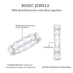 Moissanite Baguette Wedding Band with Certificate