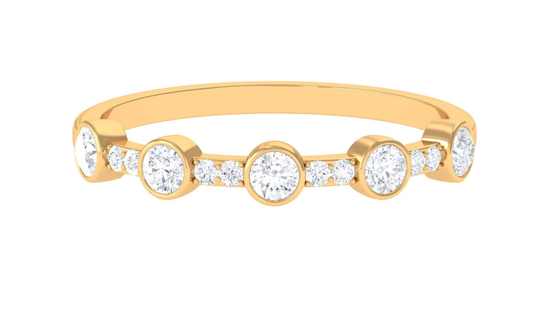 Natural Diamond Half Eternity Ring in Bezel Setting