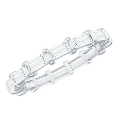 Certified Baguette Cut Moissanite East West Eternity Ring