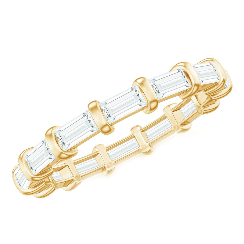 Certified Baguette Cut Moissanite East West Eternity Ring