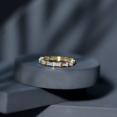 Certified Baguette Cut Moissanite East West Eternity Ring