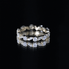 Certified Moissanite Eternity Wedding Band Ring in Prong Setting