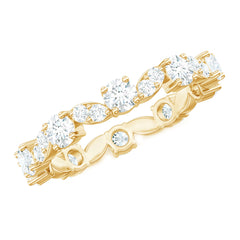 Certified Moissanite Eternity Wedding Band Ring in Prong Setting