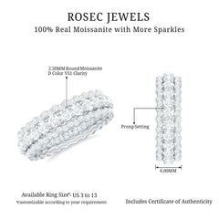 Certified Round Cut Moissanite Eternity Ring For Wedding