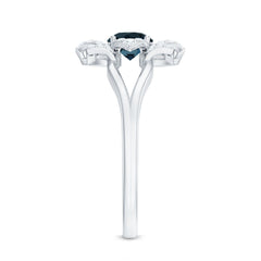 Flower Inspired London Blue Topaz and Diamond Engagement Ring