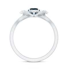 Flower Inspired London Blue Topaz and Diamond Engagement Ring
