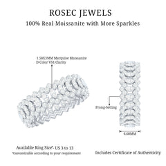 Certified Wide Moissanite Designer Wedding Band