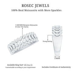 Certified Moissanite Designer Half Eternity Band Ring
