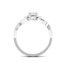 Natural Princess Cut Diamond Flower Engagement Ring with Crossover Shank