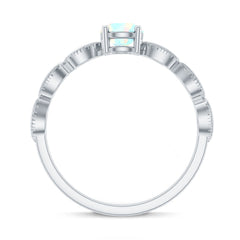 Nature Inspired Solitaire Ethiopian Rainbow Opal Leaf Ring