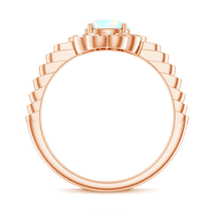 Vintage Looking Ethiopian Opal Flower Engagement Ring with Diamond