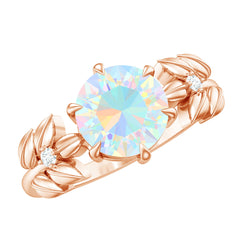 Nature Inspired 8mm Ethiopian Opal Diamond Engagement Ring