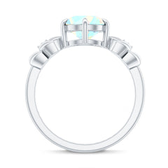 Nature Inspired 8mm Ethiopian Opal Diamond Engagement Ring