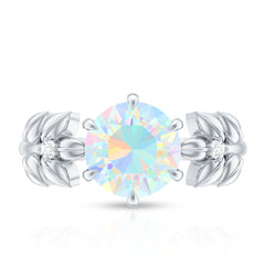 Nature Inspired 8mm Ethiopian Opal Diamond Engagement Ring
