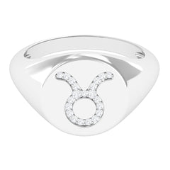 Certified Zircon Taurus Zodiac Signet Ring