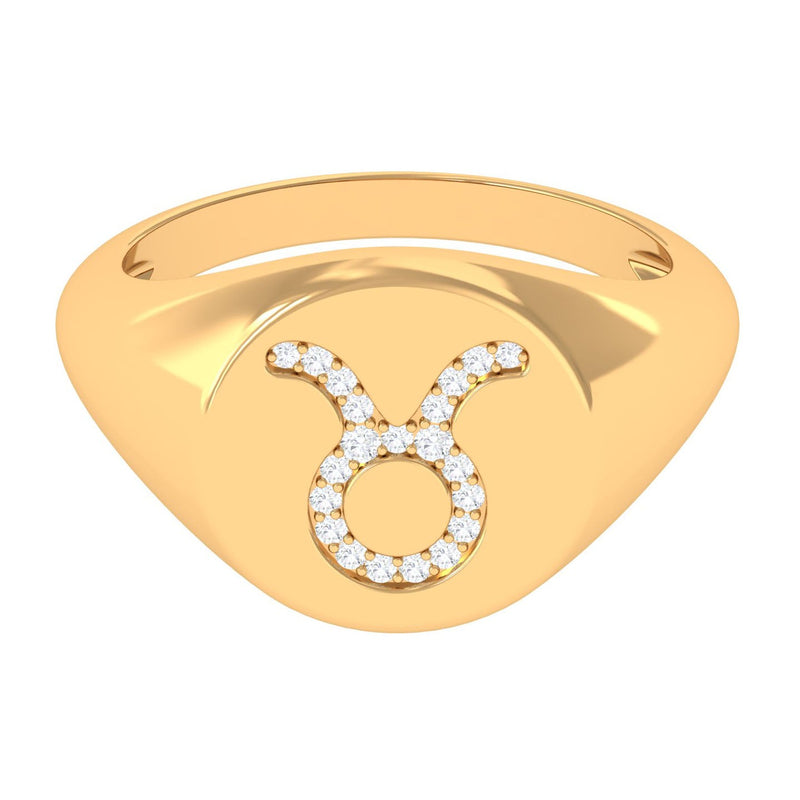 Certified Zircon Taurus Zodiac Signet Ring