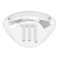 Cubic Zirconia Unisex Scorpio Zodiac Signet Ring