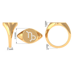 Certified CZ Zodiac Capricorn Signet Unisex Ring