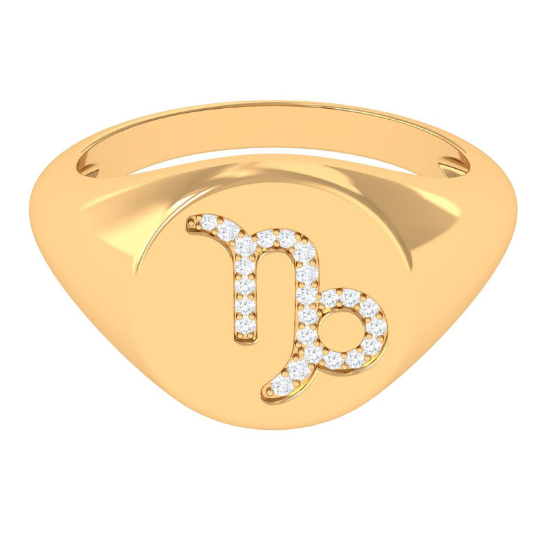 Certified CZ Zodiac Capricorn Signet Unisex Ring