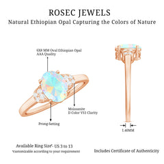 Classic 6X8 mm Ethiopian Opal Oval Engagement Ring
