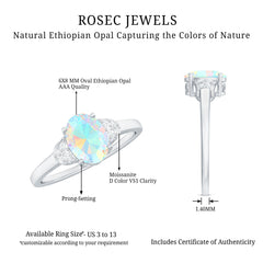 Classic 6X8 mm Ethiopian Opal Oval Engagement Ring
