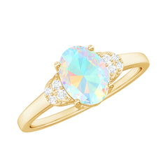 Classic 6X8 mm Ethiopian Opal Oval Engagement Ring