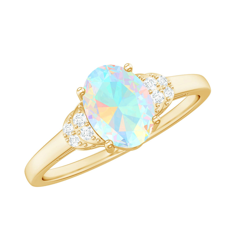 Classic 6X8 mm Ethiopian Opal Oval Engagement Ring