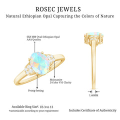 Classic 6X8 mm Ethiopian Opal Oval Engagement Ring