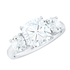 Three Stone Moissanite Engagement Ring with Certificate