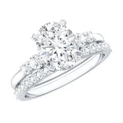 Certified Oval Cut Moissanite Engagement Ring with Wedding Band Set