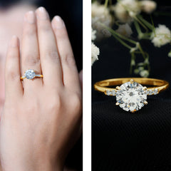 Round Cut 9 MM Lab Grown Diamond Solitaire Engagement Ring