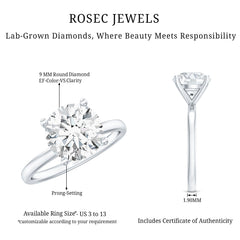 Certified 2.5 CT Lab Grown Diamond Solitaire Engagement Ring