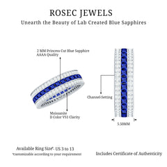 Certified Lab Grown Blue Sapphire 3 Row Wedding Band
