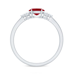 East West Style 0.6 Carat Ruby Oval Promise Ring with Diamond