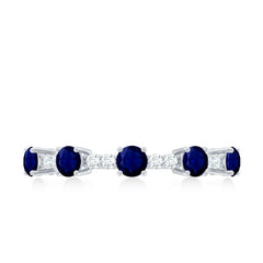 Round Blue Sapphire and Diamond Half Eternity Ring