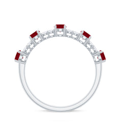Real Ruby Diamond Half Eternity Ring for Anniversary
