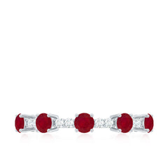 Real Ruby Diamond Half Eternity Ring for Anniversary