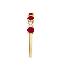 Real Ruby Diamond Half Eternity Ring for Anniversary