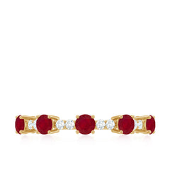 Real Ruby Diamond Half Eternity Ring for Anniversary